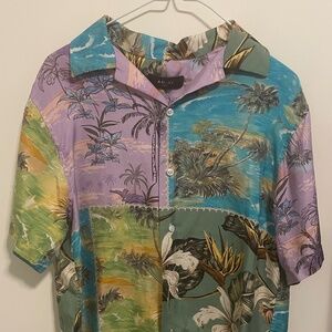 AMIRI Hawaiian Patchwork Silk Button Up Shirt Made in Italy Men’s Small